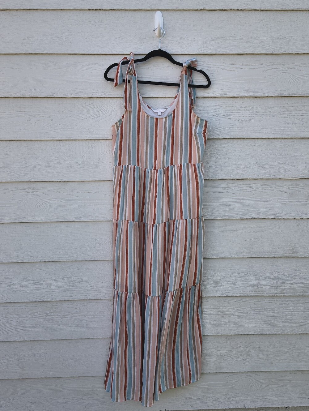 Lauren Conrad Multi-Striped Tie-Shoulder Tiered Maxi Dress